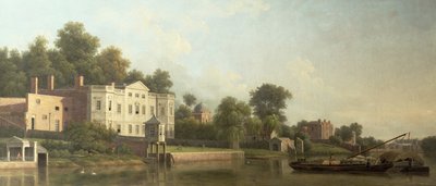 Una vista de la Villa de los Papas en el río Támesis en Twickenham de Samuel Scott